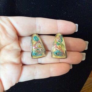 Colorful Vintage Enamel Earrings